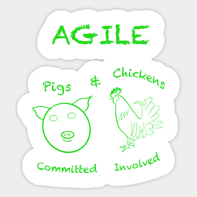 Agile Software Development,  Pigs and Chickens Illustration Sticker by WelshDesigns